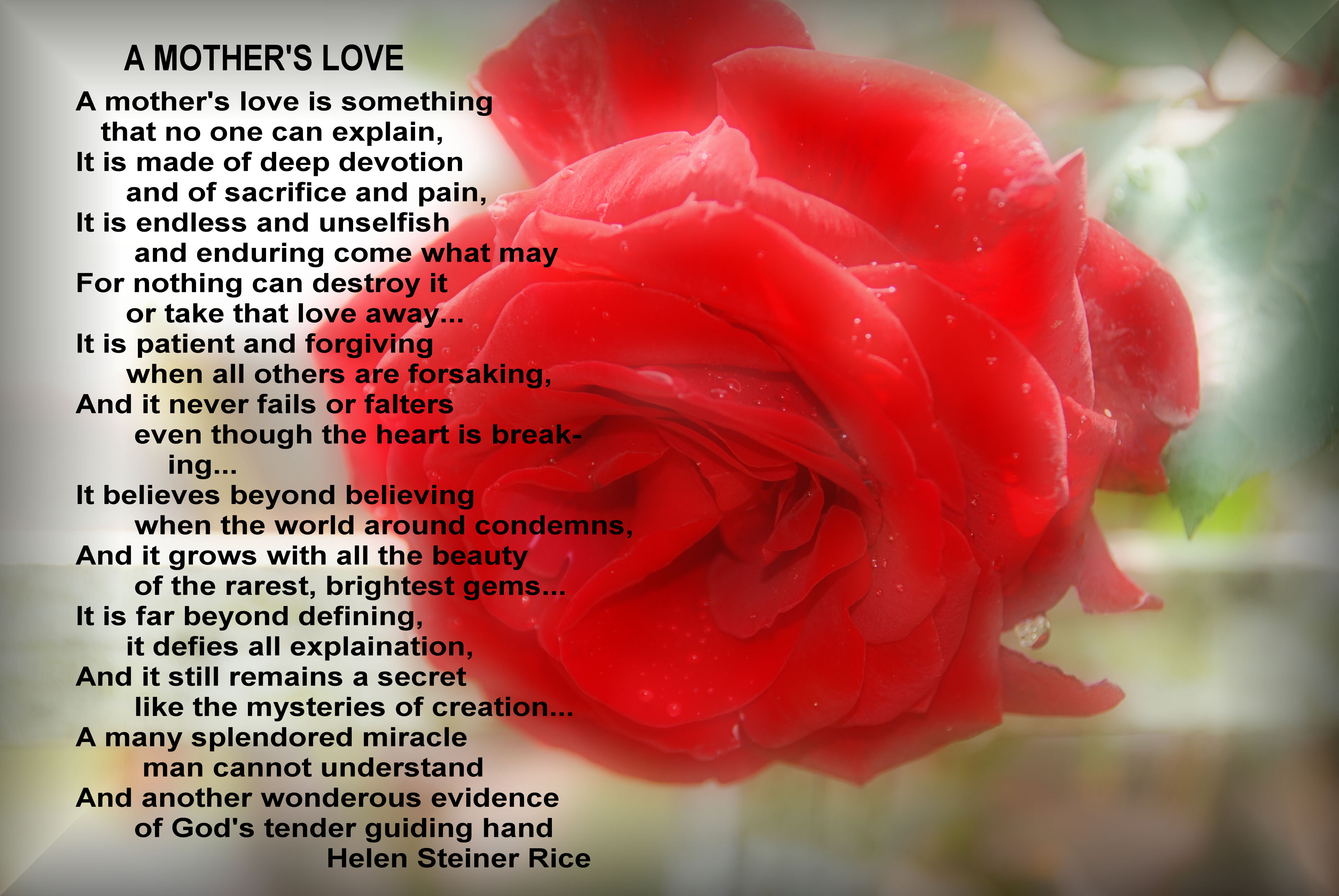 HAPPY MOTHERâ€™S DAY! Poem, â€˜A MOTHERâ€™S LOVEâ€™ by Helen Steiner ...